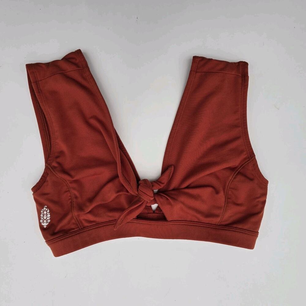 Free People Bra Womens Small Orange Plunge V Wide Strap Knot Twist Tie
